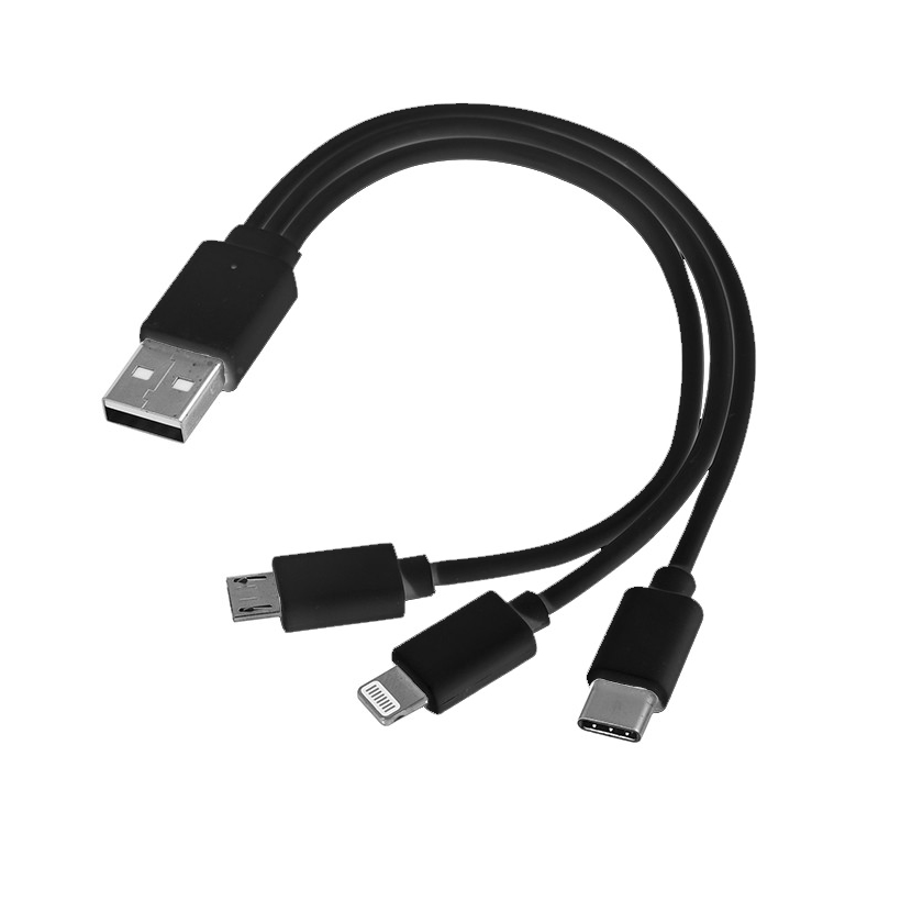 Kabel USB 3w1 micro USB + USB typ C + Lightning