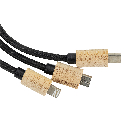 Długi kabel 3w1 z podświetlanym logo w drewnianej obudowie, LH-ZMU06 Zdjęcie 4