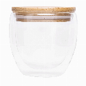 Dwuścienna szklanka BAMBOO ART S z pokrywą z bambusa. Przezroczysta, odporna na temperaturę, o pojemności ok. 250 ml. Zdjęcie 2