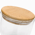 Dwuścienna szklanka BAMBOO ART S z pokrywą z bambusa. Przezroczysta, odporna na temperaturę, o pojemności ok. 250 ml. Zdjęcie 4