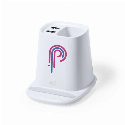 Ładowarka bezprzewodowa 5W, hub USB, pojemnik na przybory do pisania, stojak na telefon z nadrukiem logo