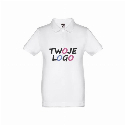 THC ADAM KIDS WH. Koszulka polo z krótkim rękawem dla dzieci (unisex). Kolor biały do naniesienia logo