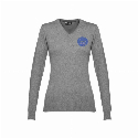 THC MILAN WOMEN. Damski sweter z dekoltem V-neck z bawełny i poliamidu z logo firmy
