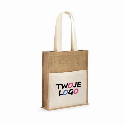 BRAGA. Jutowa torba(240 g/m²) z kieszenią ze 100% bawełny (140 gm²) z nadrukiem logo