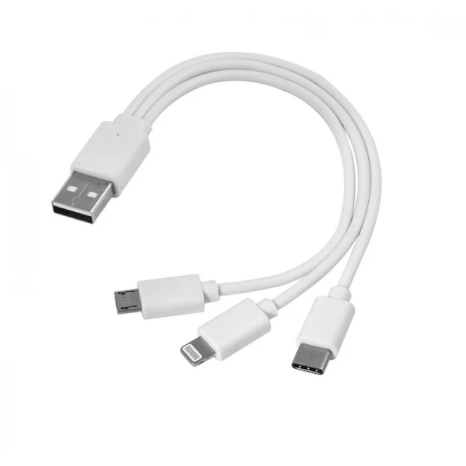 Kabel USB 3w1 micro USB + USB typ C + Lightning z nadrukiem na zamówienie Zdjęcie