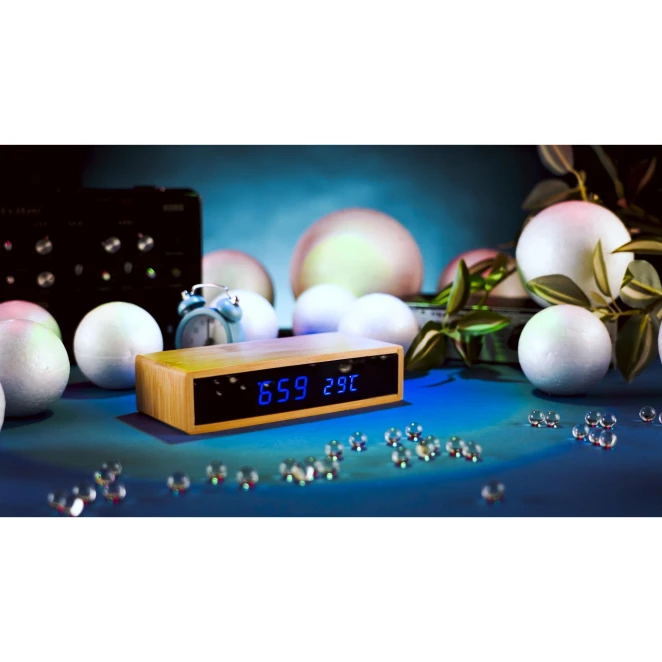 Zegar biurkowy z ładowarką indukcyjną TRONDHEIM do naniesienia logo Zdjęcie 9