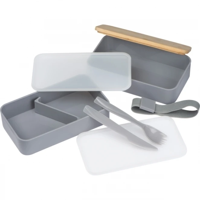 Lunch box 2x600 ml ze sztućcami PESCARA z nadrukiem logo Zdjęcie