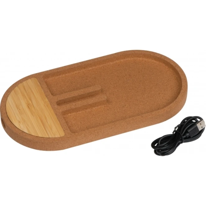 Organizer na biurko z ładowarką indukcyjną LANCASTER z nadrukiem logo Zdjęcie