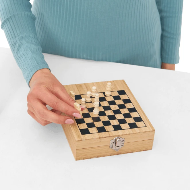 Zestaw do wina BAMBOO CHESS z szachami do naniesienia logo Zdjęcie 7