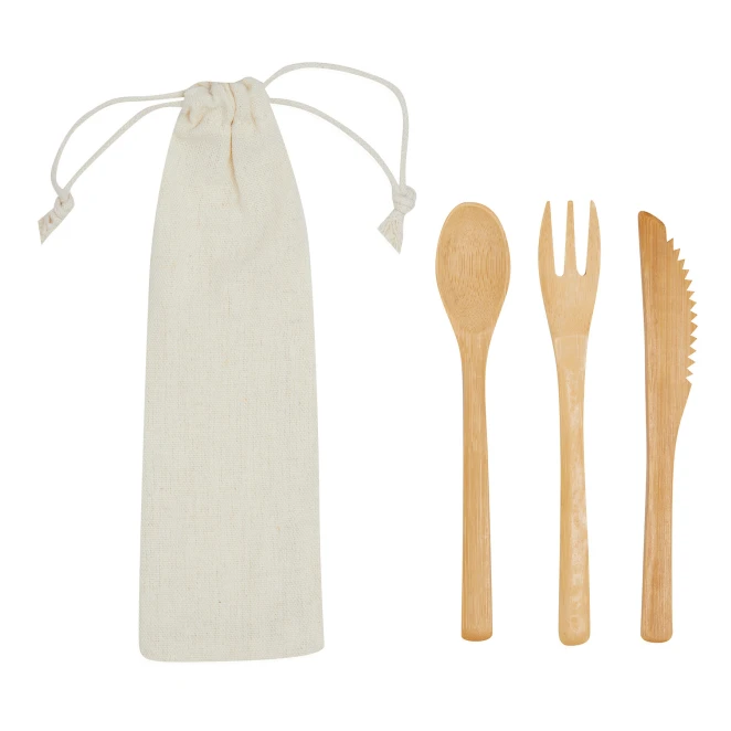 Zestaw sztućców bambusowych NATURAL TRIP z logo firmy Zdjęcie 2