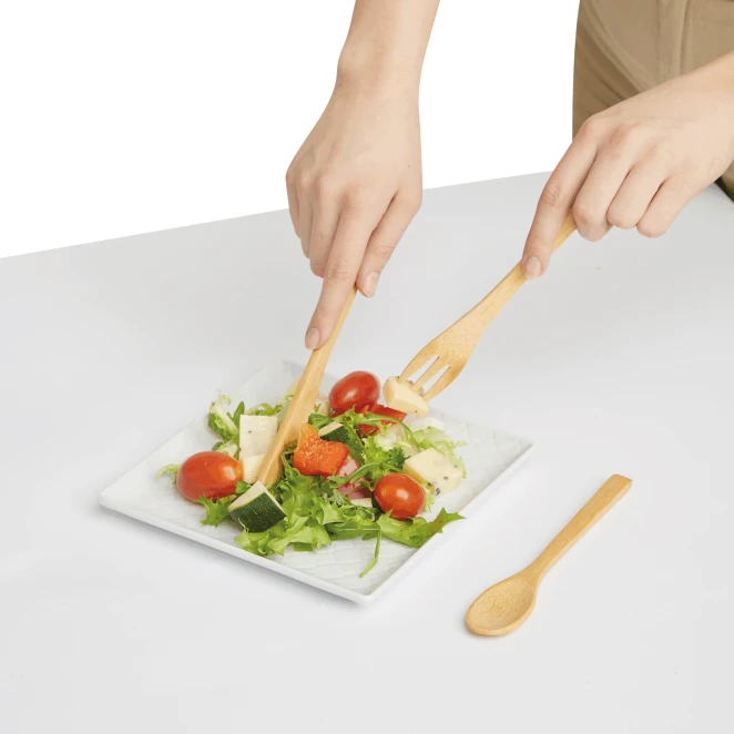 Zestaw sztućców bambusowych NATURAL TRIP z logo firmy Zdjęcie 3