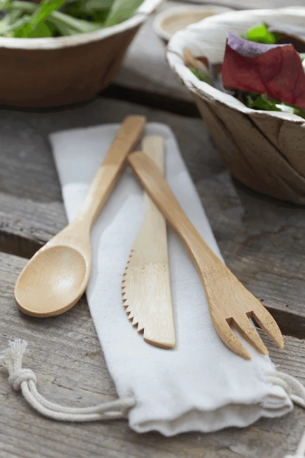 Zestaw sztućców bambusowych NATURAL TRIP z logo firmy Zdjęcie 4