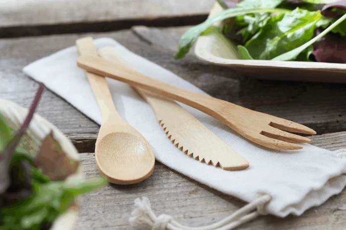 Zestaw sztućców bambusowych NATURAL TRIP z logo firmy Zdjęcie 5