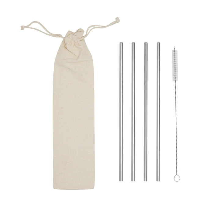 Zestaw słomek ze stali nierdzewnej DRINK FRIENDLY z logo firmy Zdjęcie 2