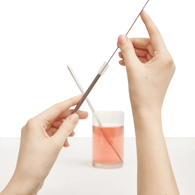 Zestaw słomek ze stali nierdzewnej DRINK FRIENDLY z logo firmy Zdjęcie 3