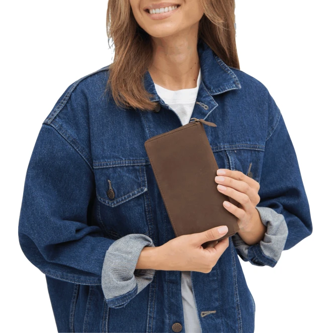 Portmonetka ze skóry naturalnej LADY z nadrukiem logo Zdjęcie 8