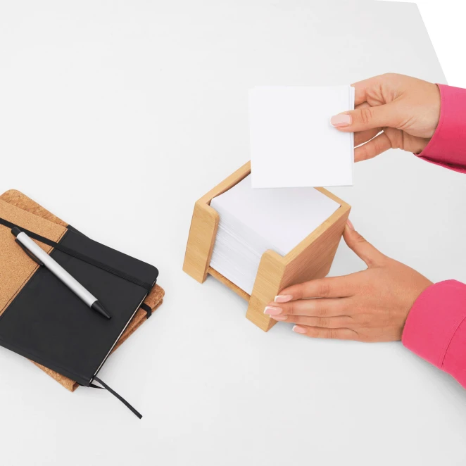 Pudełko na karteczki NEVER FORGET BAMBOO z nadrukiem logo Zdjęcie 7