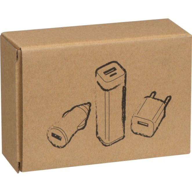 Zestaw podróżny power bank 2200 mAh i wtyczki z nadrukiem na zamówienie Zdjęcie 2