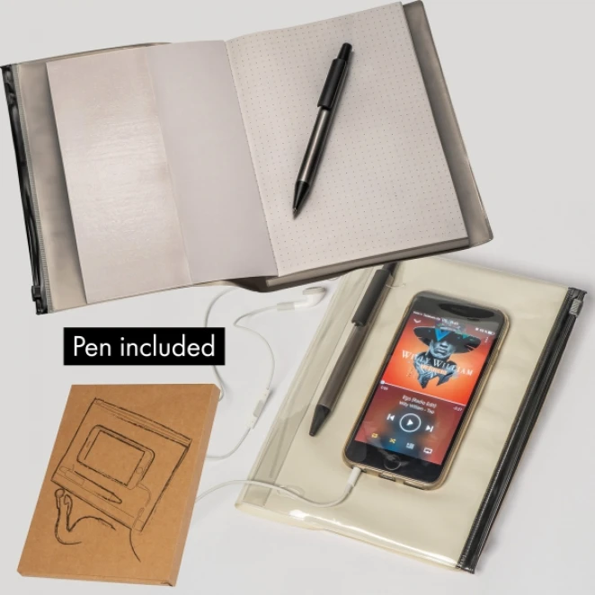 Notatnik A5 w kropki z długopisem do nałożenia logo Zdjęcie