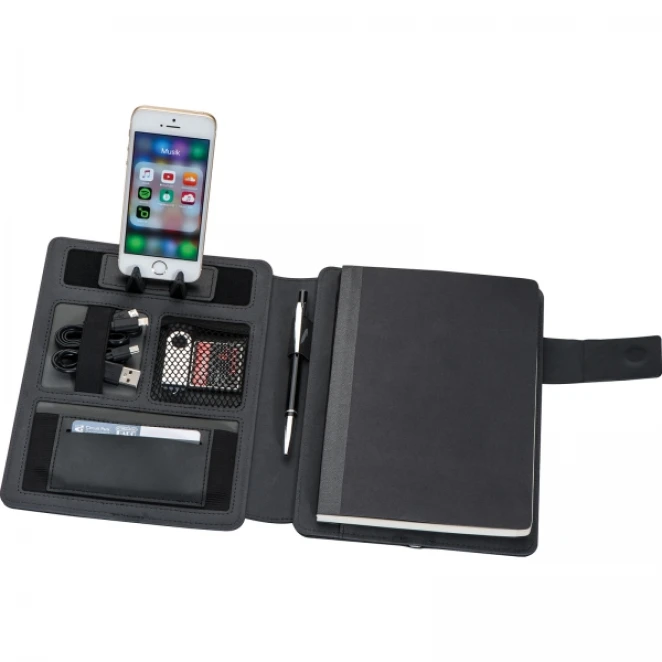 Folder A5 z notatnikiem w linie i power bankiem 4000 mAh z logo firmy Zdjęcie 3