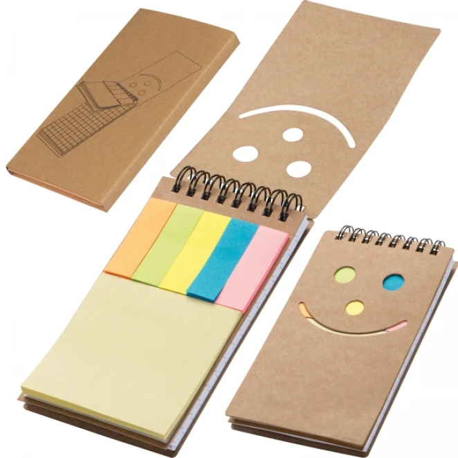 Notatnik w kratkę z karteczkami do markowania z logo firmy Zdjęcie 2