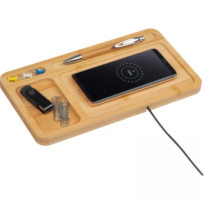 Organizer na biurko z ładowarką indukcyjną z logo Zdjęcie 5