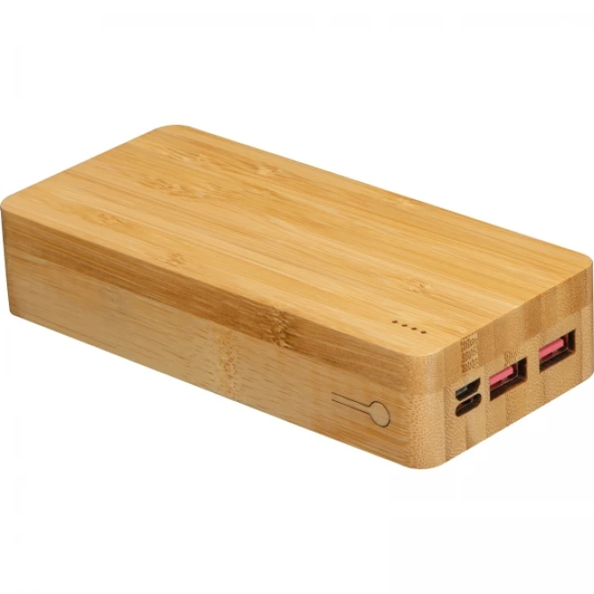 Power bank 20000 mAh bambusowy z logo firmy Zdjęcie 2
