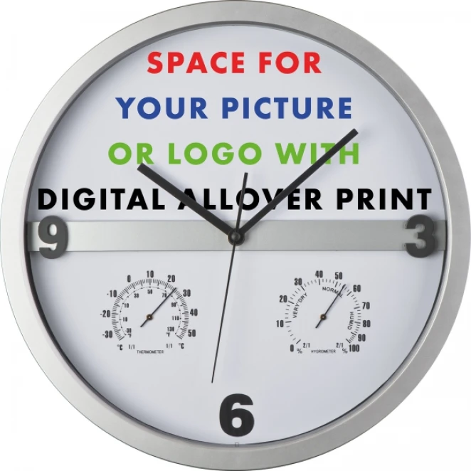 Zegar ścienny CrisMa z wskaźnikiem temperatury i wilgotności powietrza z naniesieniem logo Zdjęcie 2