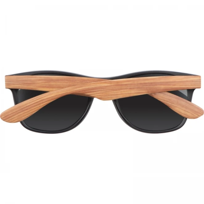 Okulary przeciwsłoneczne w czarnej oprawie UV400 z nadrukiem logo Zdjęcie 6