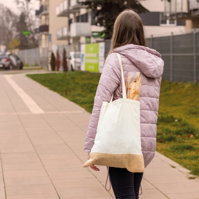 Torba bawełniana z jutowym dnem 140 g/m2 z naniesieniem logo Zdjęcie 3