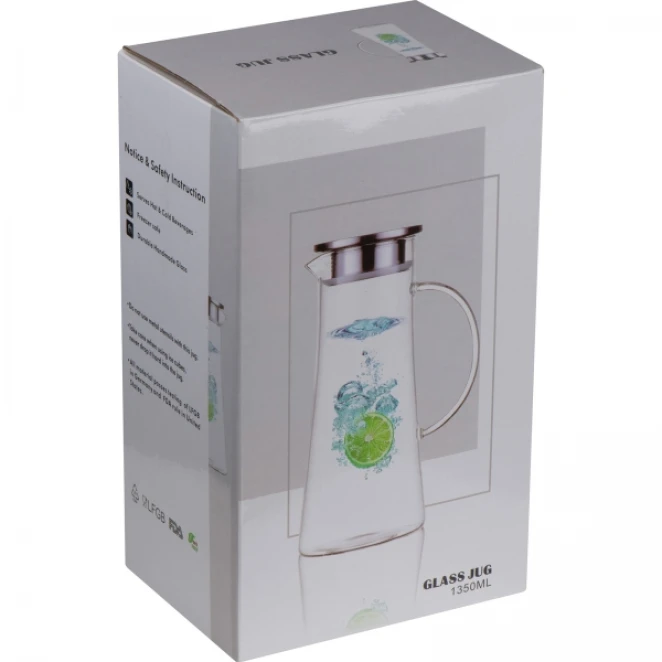 Dzbanek szklany z sitkiem 1350 ml do drukowania logo Zdjęcie 3