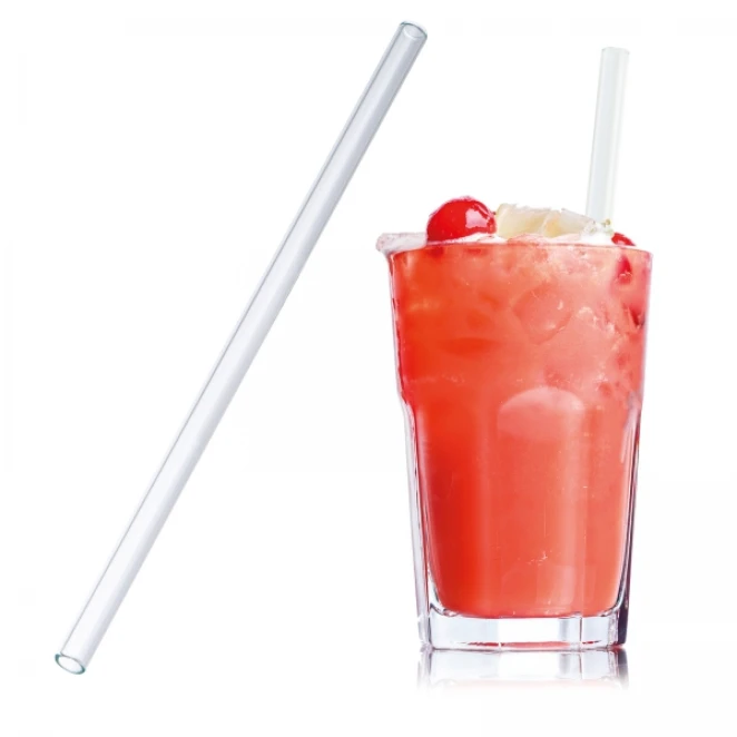Słomka do napojów szklana 20 cm z nadrukiem logo Zdjęcie
