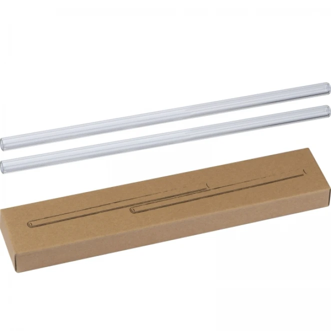 Słomki do napojów szklane 2 szt. 21 cm do drukowania logo Zdjęcie