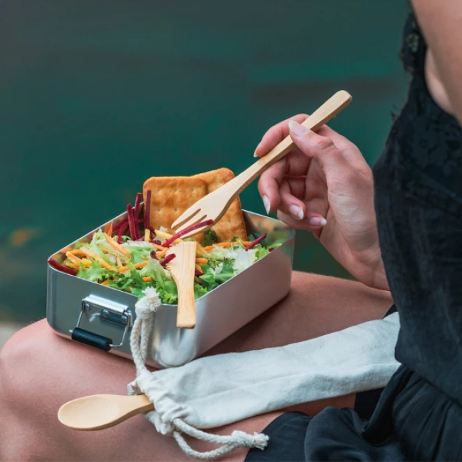 Zestaw sztućców bambusowych z nadrukiem logo Zdjęcie 5