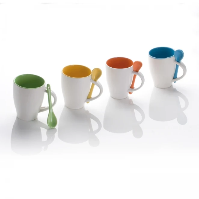 Kubek ceramiczny z łyżeczką 250 ml z nadrukiem logo Zdjęcie 5