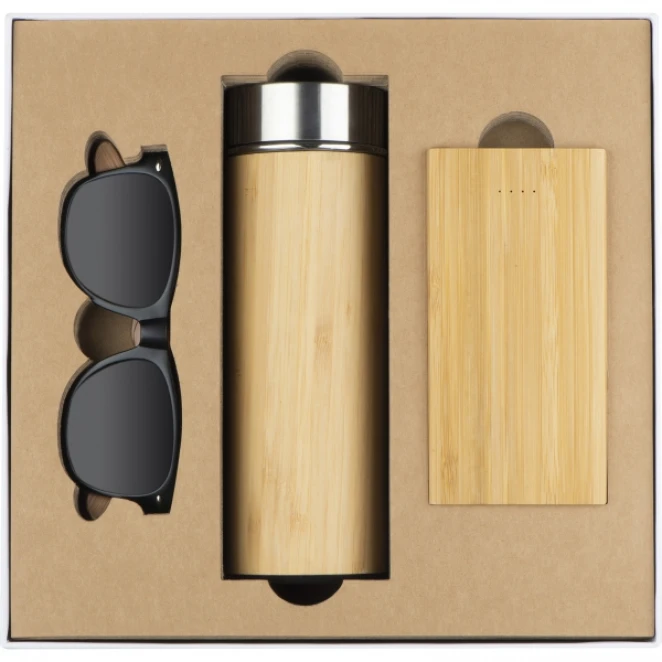 Zestaw butelka 350 ml, okulary, power bank 8000 mAh z naniesieniem logo Zdjęcie 3