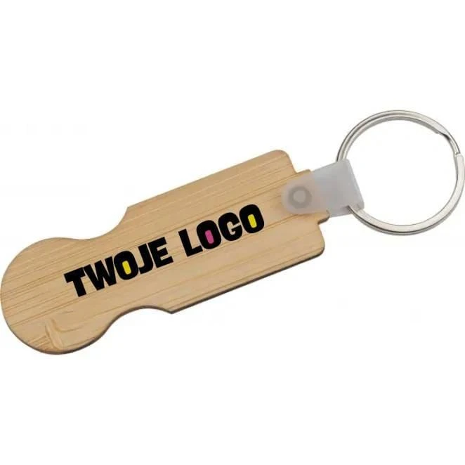 Brelok bambusowy żeton GOTHENBURG z nadrukiem logo Zdjęcie