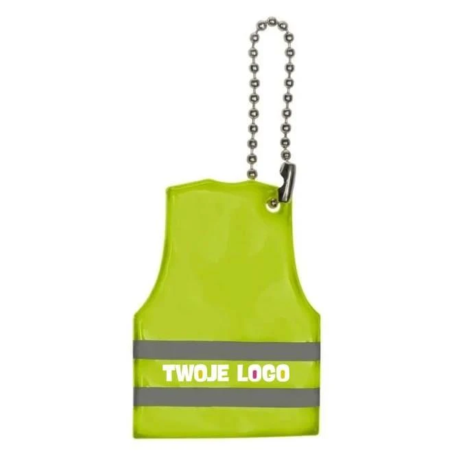 Brelok do kluczy, połyskliwa zawieszka "kamizelka" z naniesieniem logo Zdjęcie