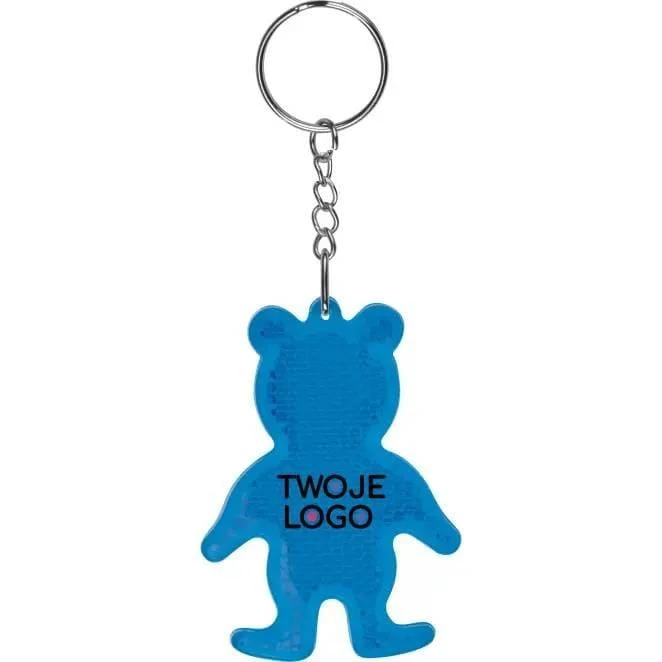Brelok odblaskowy miś z logo firmy Zdjęcie