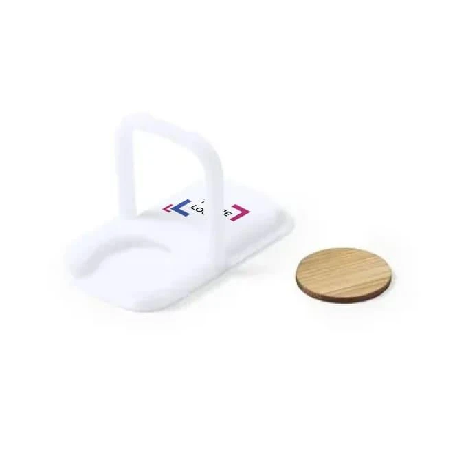 Uchwyt do telefonu, stojak na telefon, bambusowy żeton do wózka na zakupy z logo firmy Zdjęcie