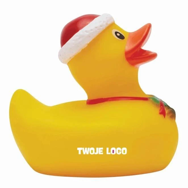 Świąteczna gumowa kaczka BENEDIKT z nadrukiem logo Zdjęcie