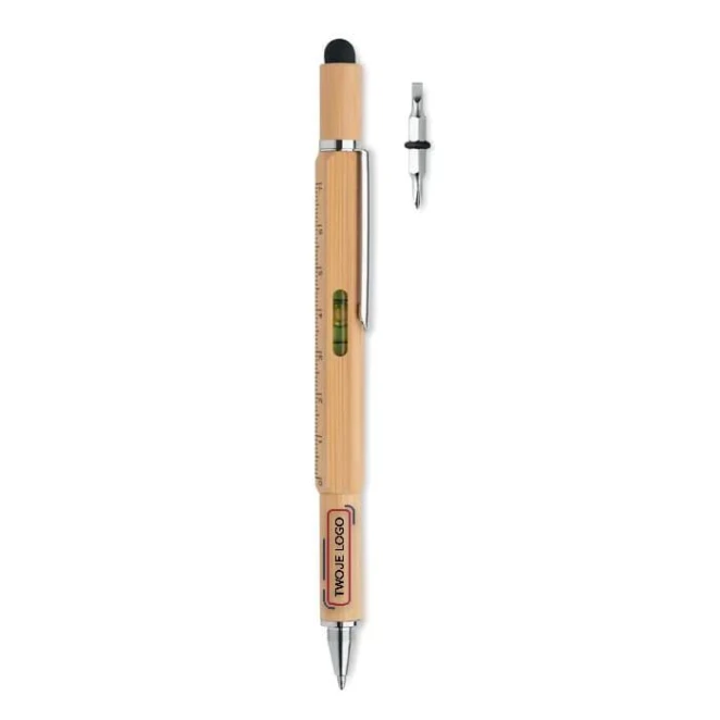 Bambusowy długopis z poziomicą TOOLBAM do drukowania logo Zdjęcie
