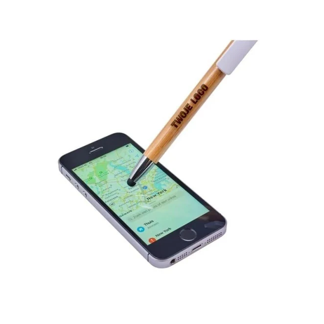 Bambusowy długopis, touch pen, stojak na telefon do nałożenia logo Zdjęcie