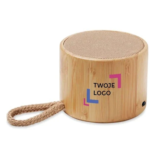 Bambusowy głośnik bezprzew. COOL z logo firmy Zdjęcie