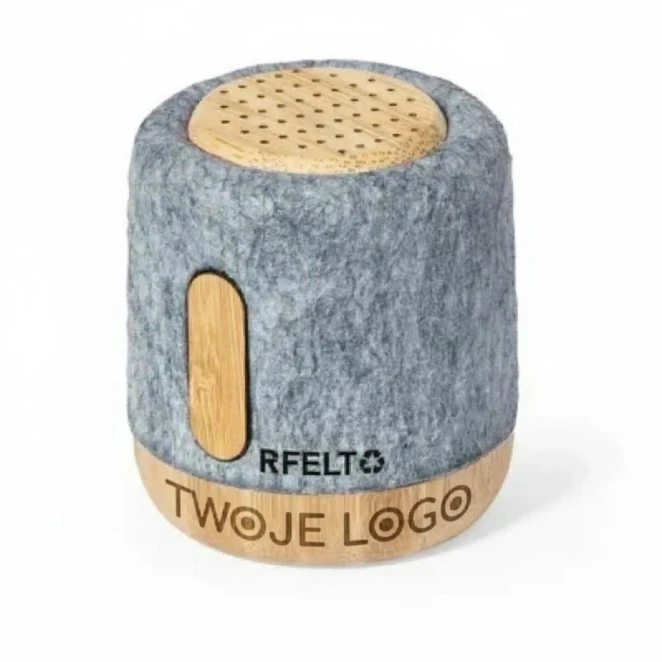 Głośnik bezprzewodowy 3W z filcu RPET i bambusa do nałożenia logo Zdjęcie