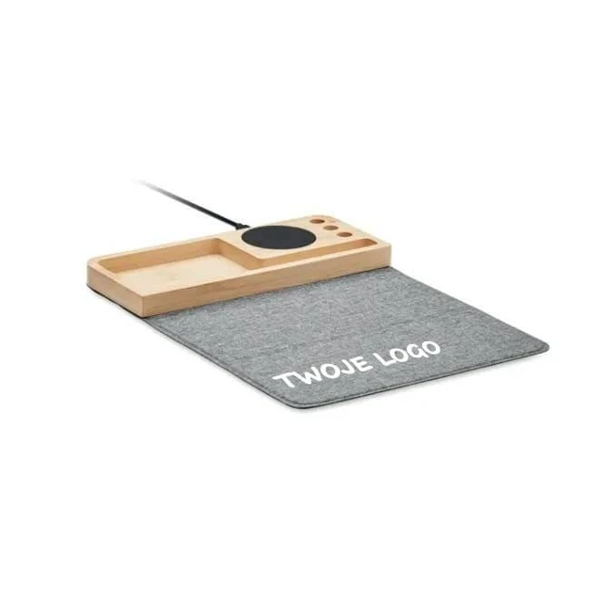 Bezprzewodowa ładowarka bambuso PANDU do nałożenia logo Zdjęcie