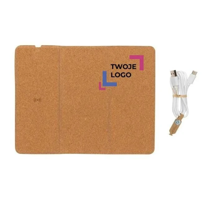 Korkowa podkładka pod mysz, ładowarka bezprzewodowa 10W do nałożenia logo Zdjęcie