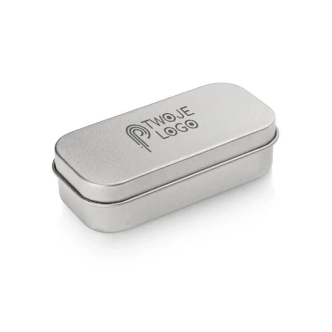 Puszka mała z wkładem na większą pamięć USB z nadrukiem na zamówienie Zdjęcie