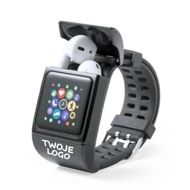 Monitor aktywności, bezprzewodowy zegarek wielofunkcyjny, bezprzewodowe słuchawki douszne z nadrukiem na zamówienie Zdjęcie