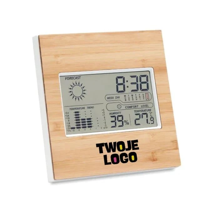 Stacja pogodowa z bambusem TURKU z nadrukiem na zamówienie Zdjęcie